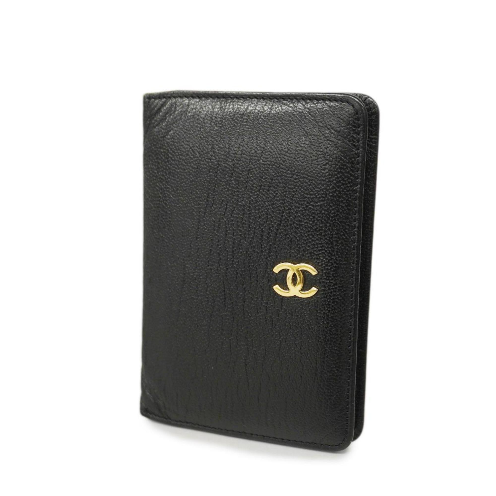 ブラック素材ラインCHANEL カードケース レザー ブラック - 財布