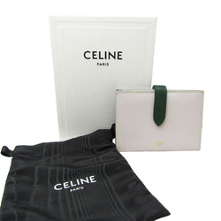 セリーヌ(Celine) ミディアム ストラップウォレット 10B643BRU レディース レザー 中財布（二つ折り） グリーン,ライトグレー