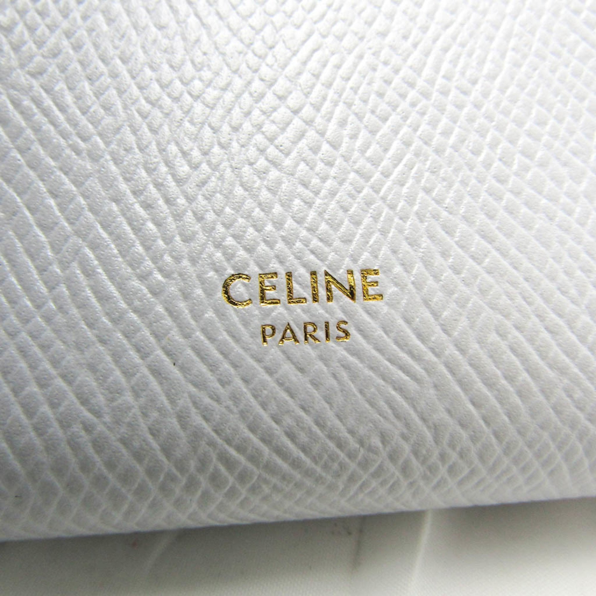 セリーヌ(Celine) ミディアム ストラップウォレット 10B643BRU レディース レザー 中財布（二つ折り） グリーン,ライトグレー