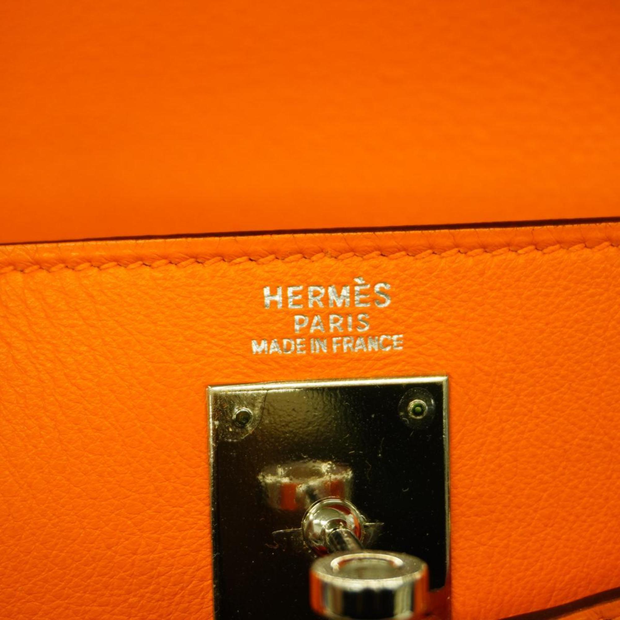 エルメス(Hermes) エルメス ハンドバッグ ケリー32 □I刻印 ヴォーガリバー オレンジ シルバー金具  レディース