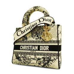 クリスチャン・ディオール(Christian Dior) クリスチャンディオール ハンドバッグ レディディライト キャンバス ネイビー ホワイト ゴールド金具  レディース