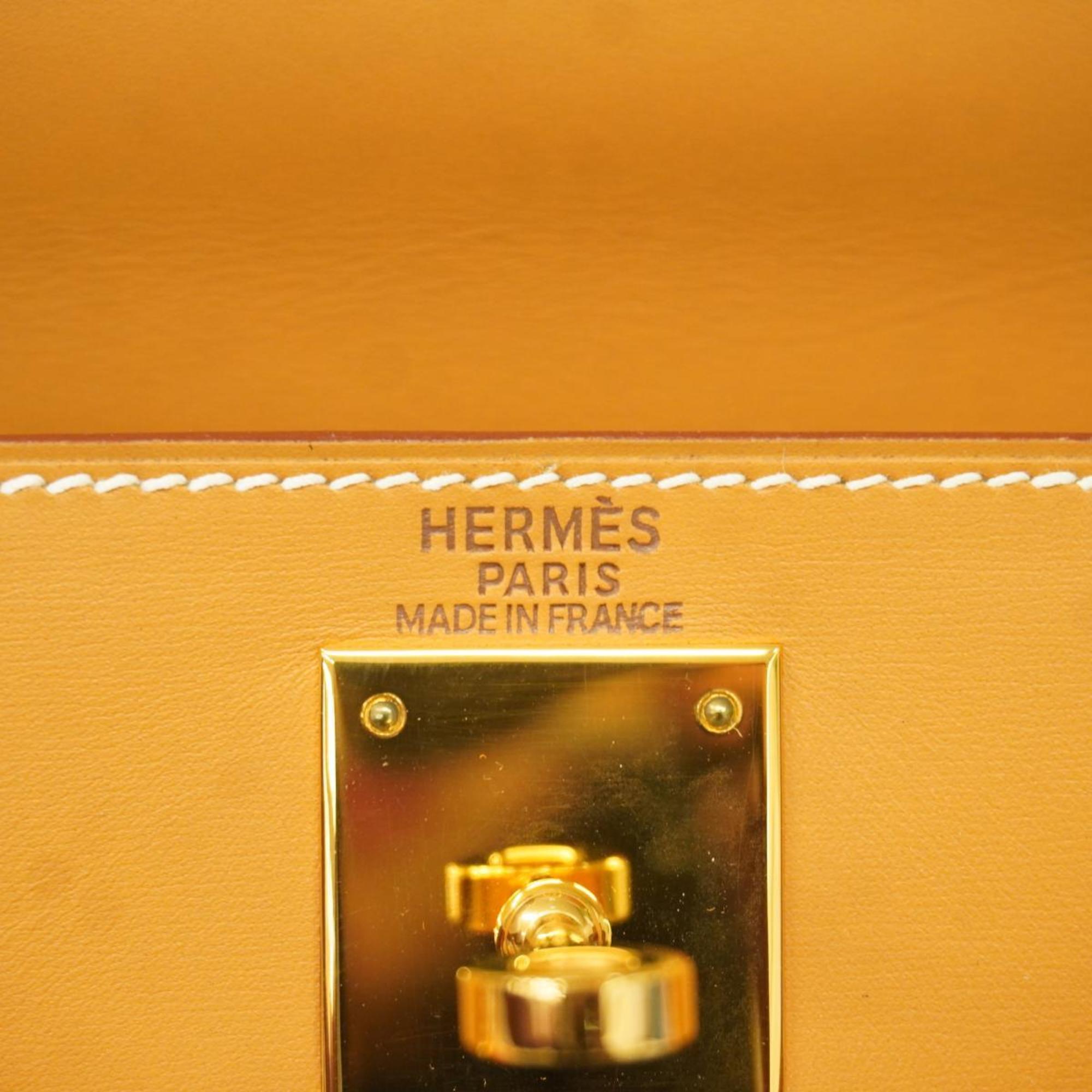 エルメス(Hermes) エルメス ハンドバッグ ケリー28 □E刻印 ヴァッシュ ナチュラル ゴールド金具  レディース