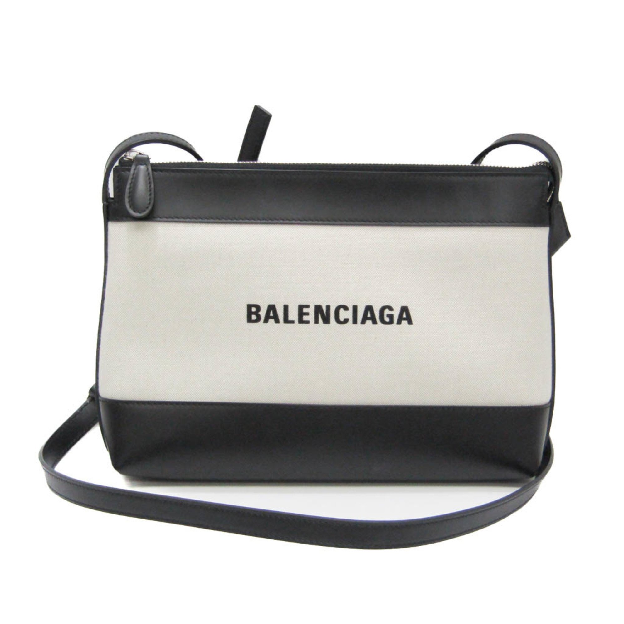 バレンシアガ(Balenciaga) 2948516 レディース キャンバス,レザー ショルダーバッグ ブラック,ライトベージュ | eLADY  Globazone