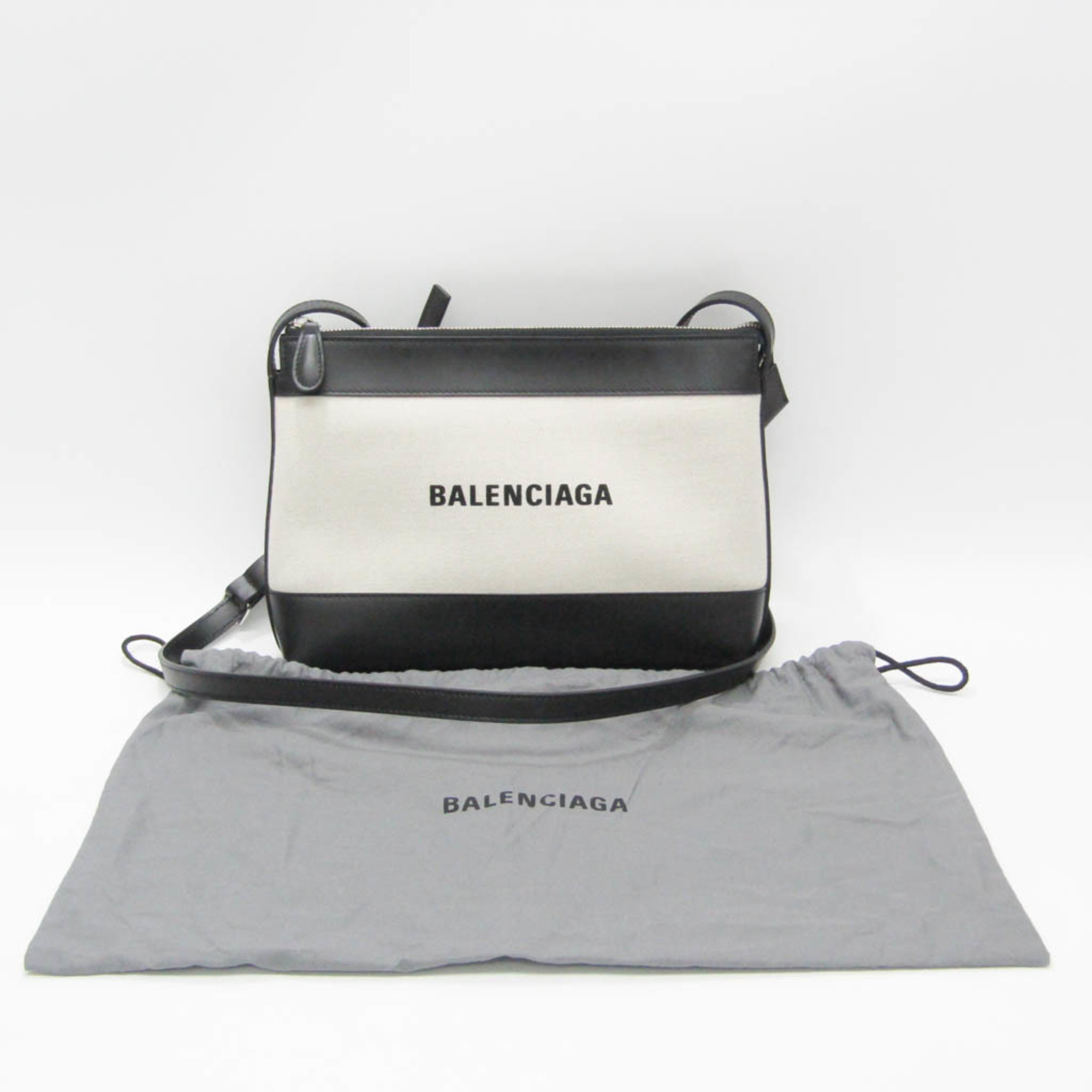 バレンシアガ(Balenciaga) 2948516 レディース キャンバス,レザー ショルダーバッグ ブラック,ライトベージュ