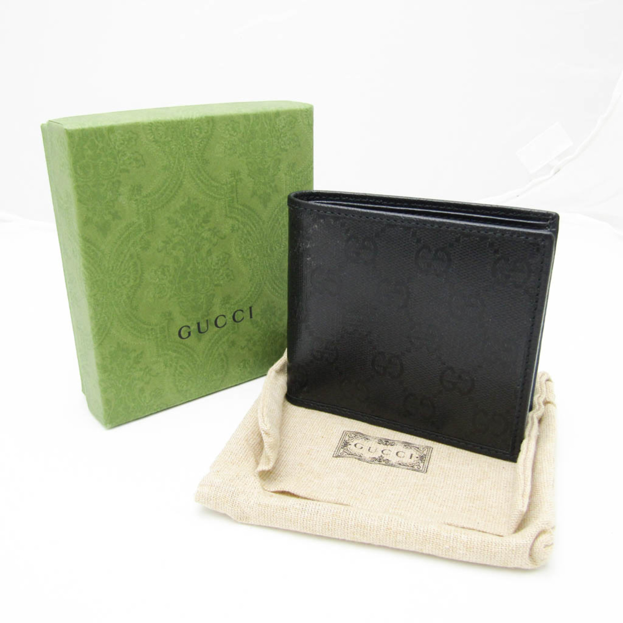 グッチ(Gucci) 760331 メンズ レザー,PVC 財布（二つ折り） ブラック