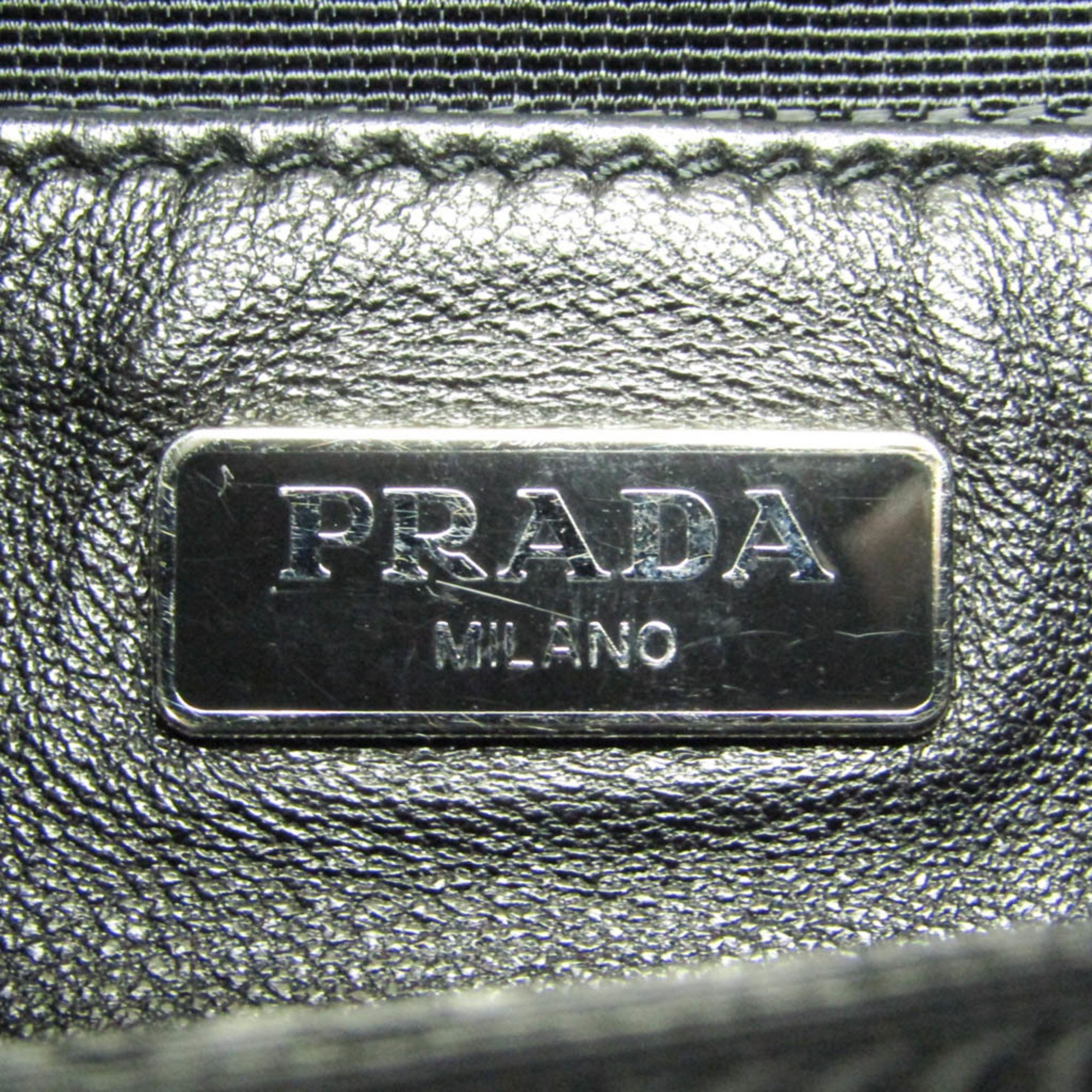 プラダ(Prada) 巾着 レディース ナイロン,レザー ポーチ ブラック