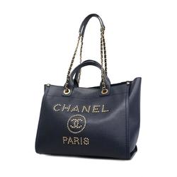 シャネル(Chanel) シャネル ハンドバッグ ドーヴィル チェーンショルダー キャビアスキン ネイビー   レディース