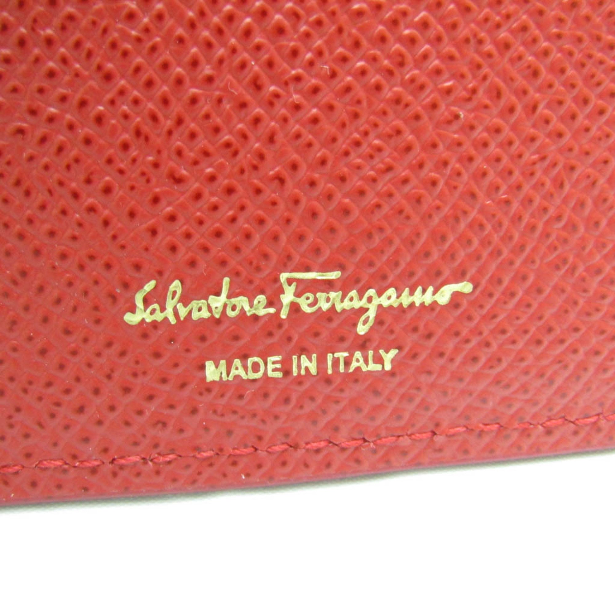 サルヴァトーレ・フェラガモ(Salvatore Ferragamo) ヴァラ ストラップ付き JL-22 D656 レザー カードケース レッド