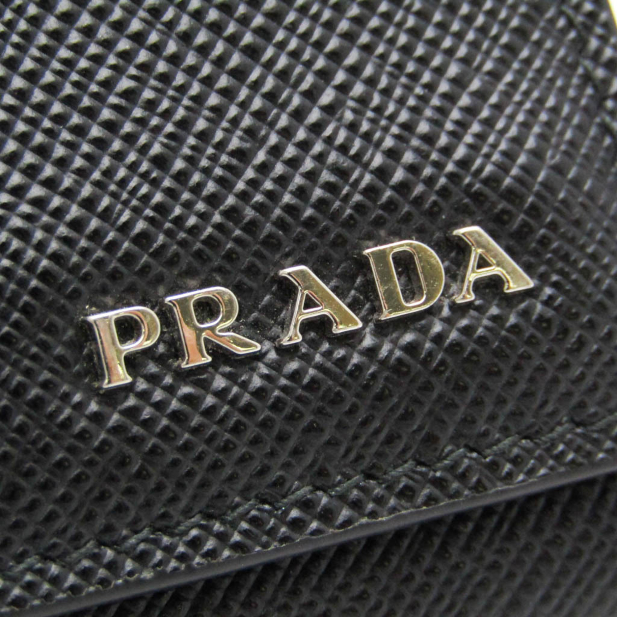 プラダ(Prada) サフィアーノ メンズ,レディース レザー キーケース ブラック,ネイビー