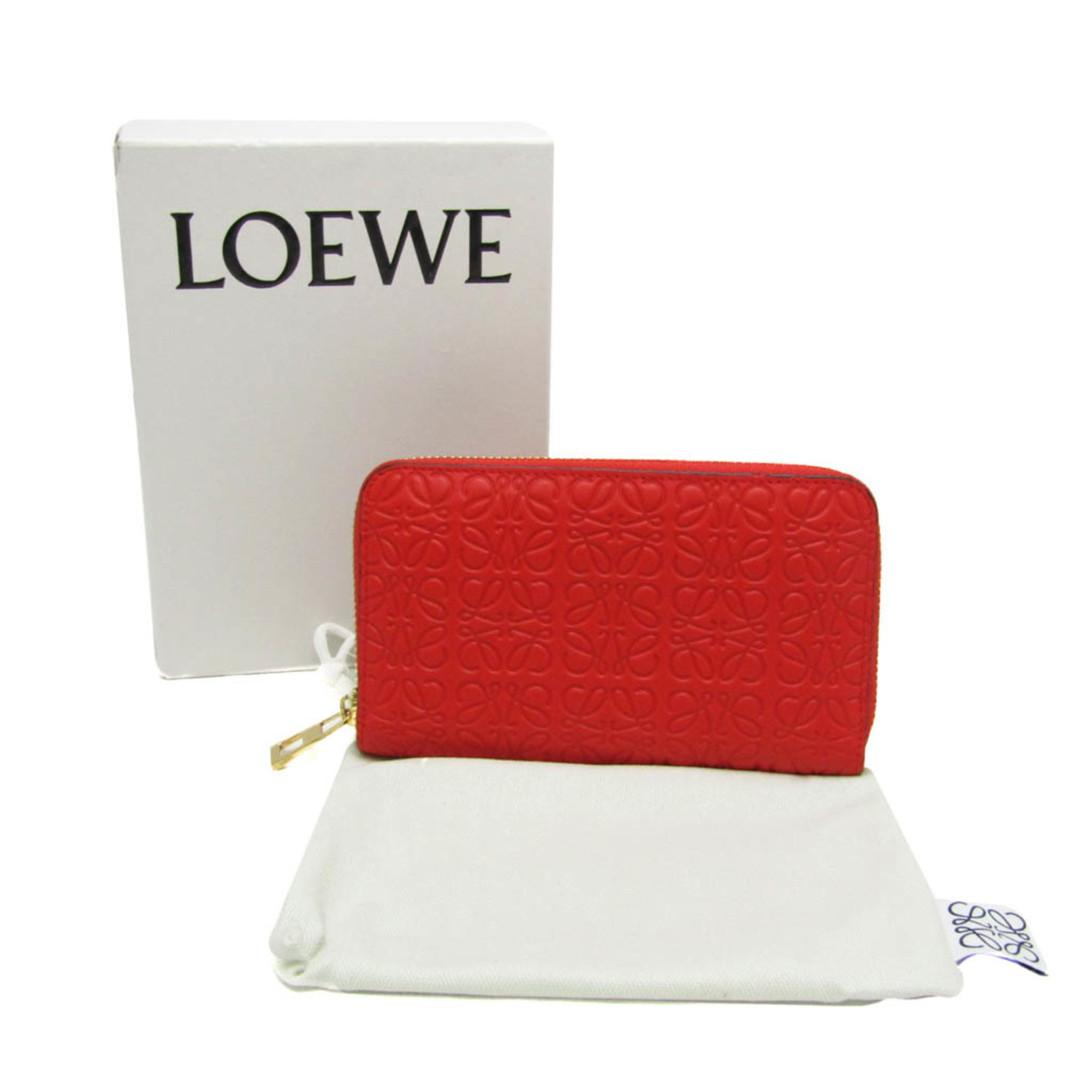 ロエベ(Loewe) アナグラム レディース レザー 中財布（二つ折り） オレンジレッド