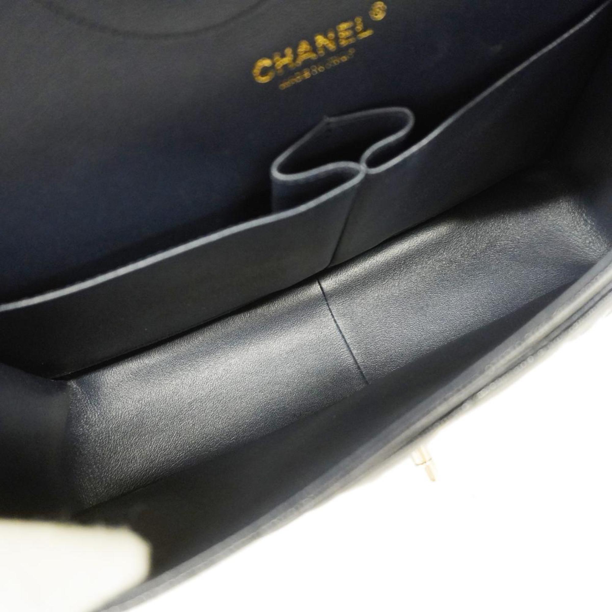 シャネル(Chanel) シャネル ショルダーバッグ マトラッセ Wフラップ Wチェーン キャビアスキン ブラック シャンパン  レディース