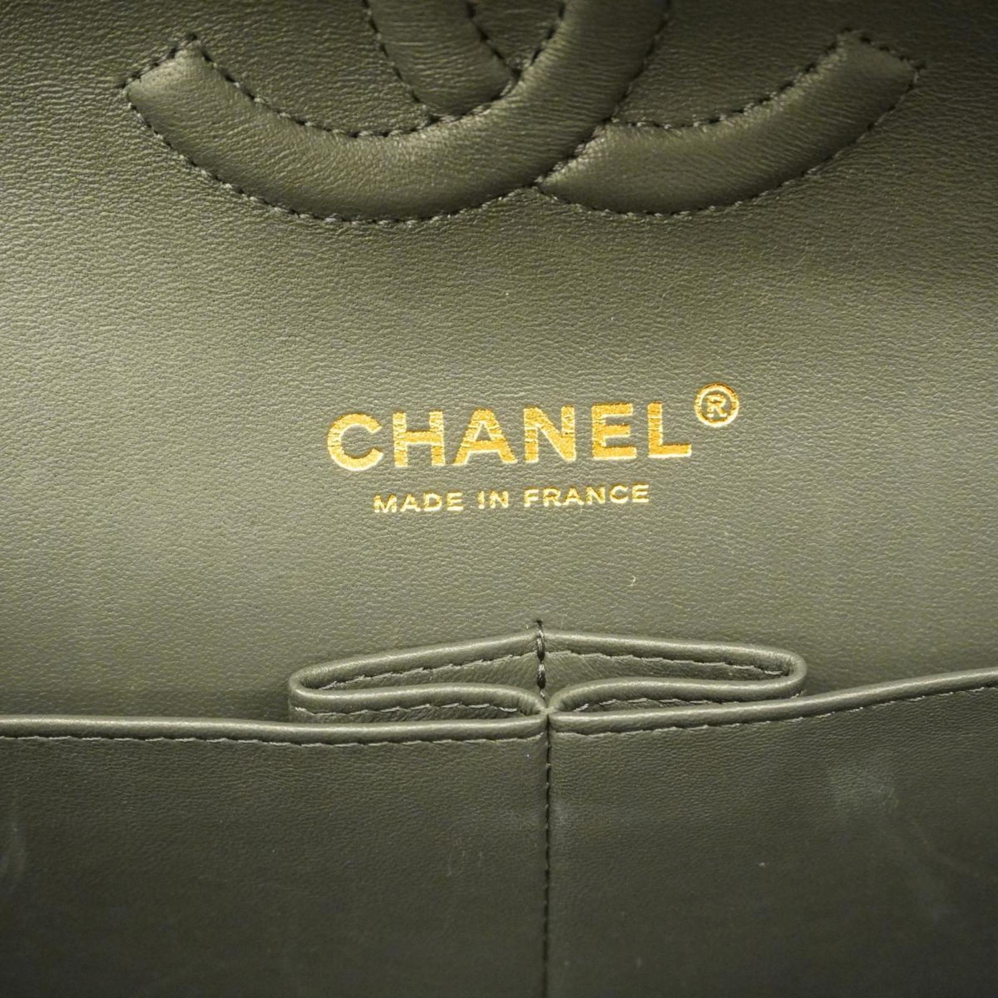 シャネル(Chanel) シャネル ショルダーバッグ マトラッセ Wフラップ Wチェーン ウール パール グレー シャンパン  レディース