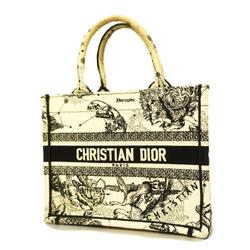 クリスチャン・ディオール(Christian Dior) クリスチャンディオール トートバッグ ブックトート スモール キャンバス アイボリー ブラック  レディース