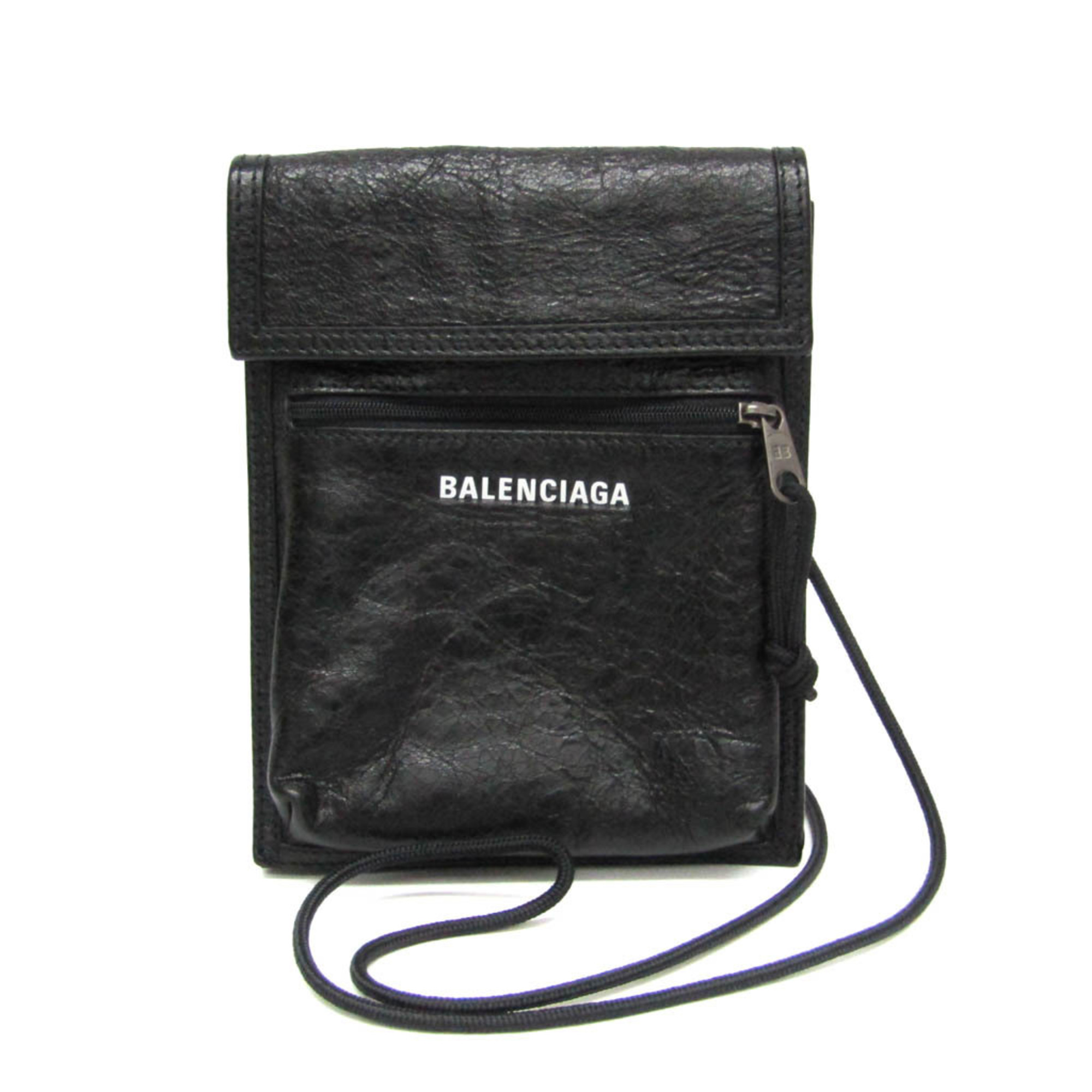 バレンシアガ(Balenciaga) EXPLORER POUCH 532298 レディース,メンズ レザー,キャンバス ショルダーバッグ ブラック