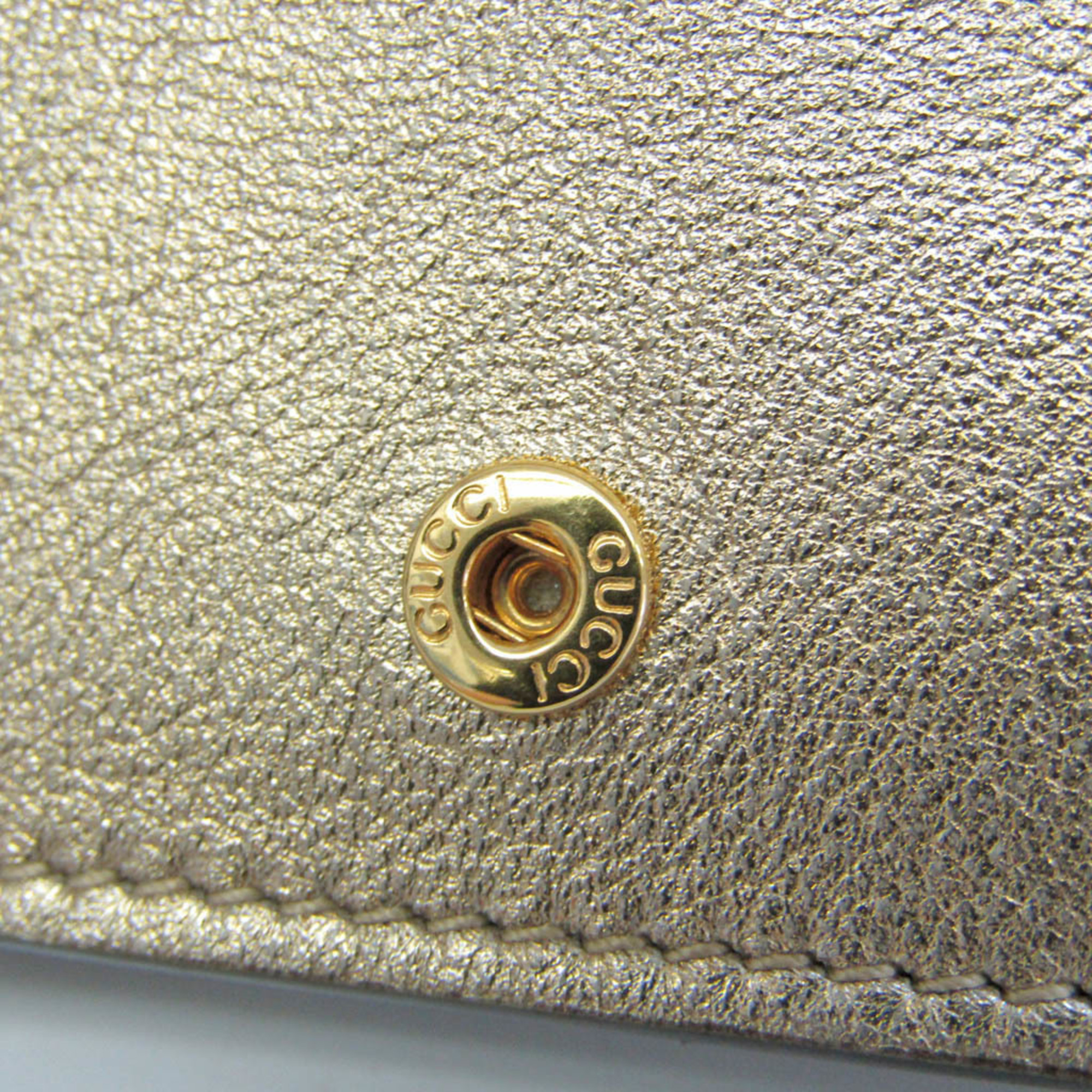 グッチ(Gucci) GGマーモント 456126 レディース  リザード 財布（二つ折り） ゴールド