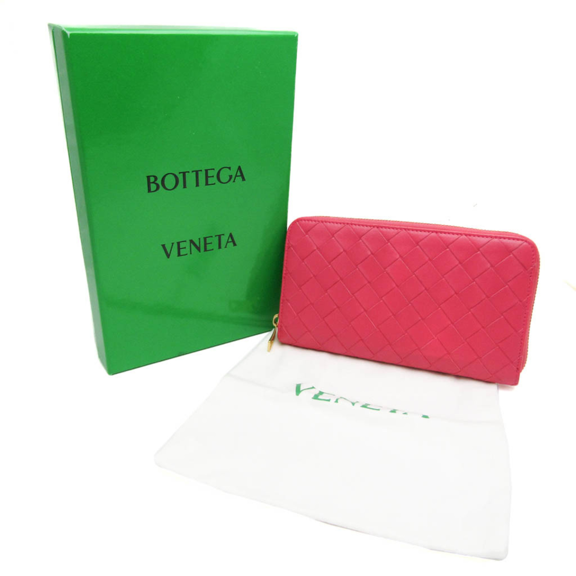 ボッテガ・ヴェネタ(Bottega Veneta) イントレチャート レディース レザー 長財布（二つ折り） ピンク