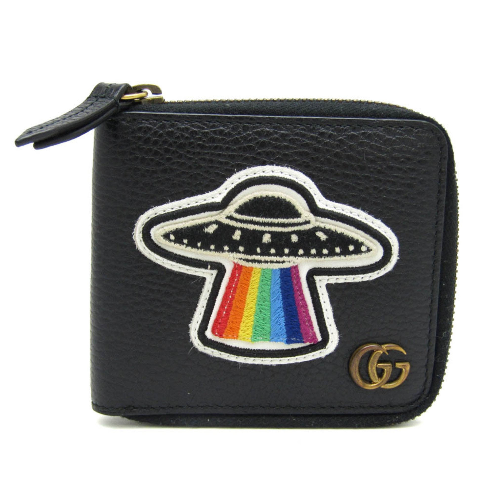 グッチ(Gucci) GGマーモント UFO ドラゴン パッチワーク 478138 レディース,メンズ レザー 財布（二つ折り） ブラック,マルチカラー