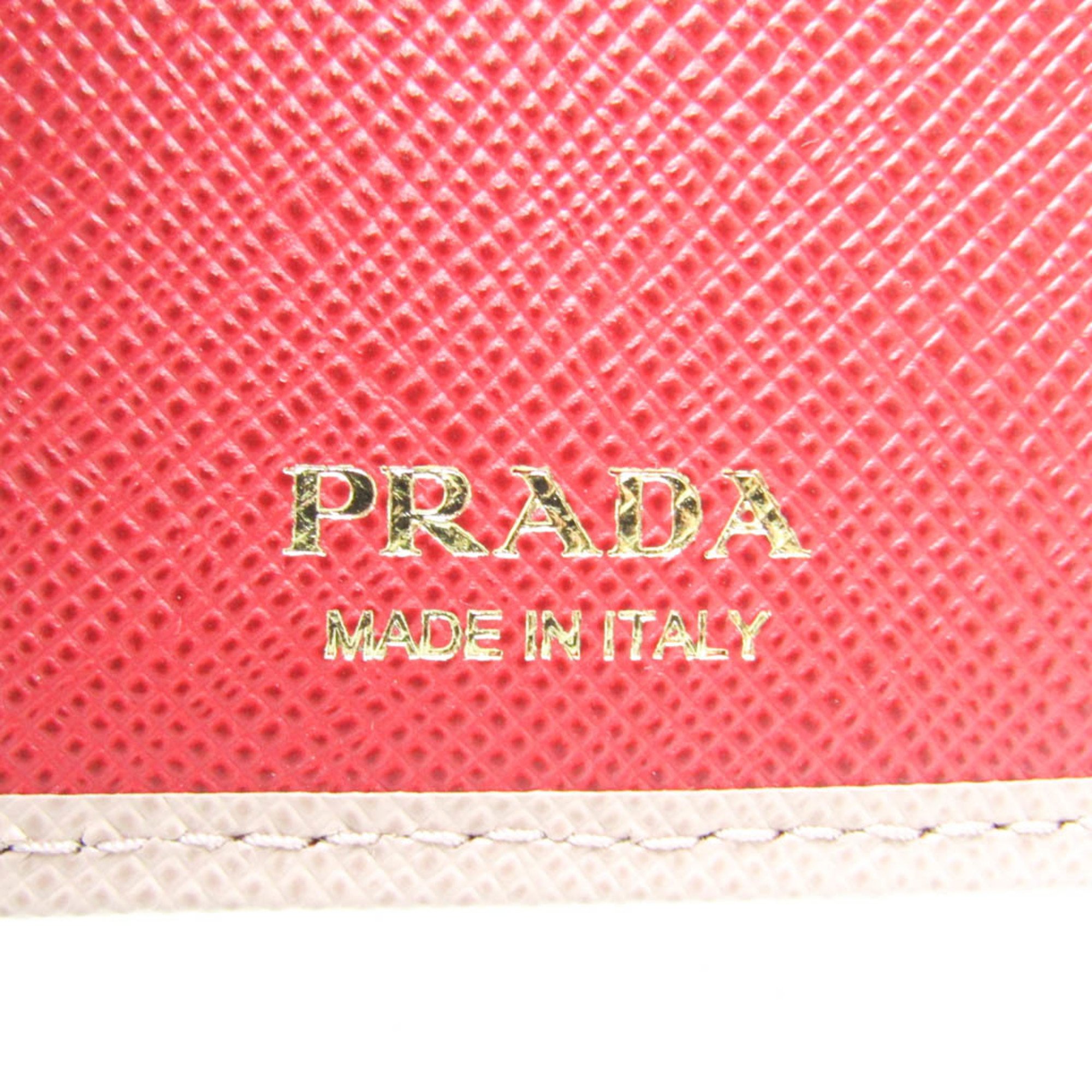 プラダ(Prada) サフィアーノ 1MV025 レディース レザー 長財布（二つ折り） ピンクベージュ,レッド