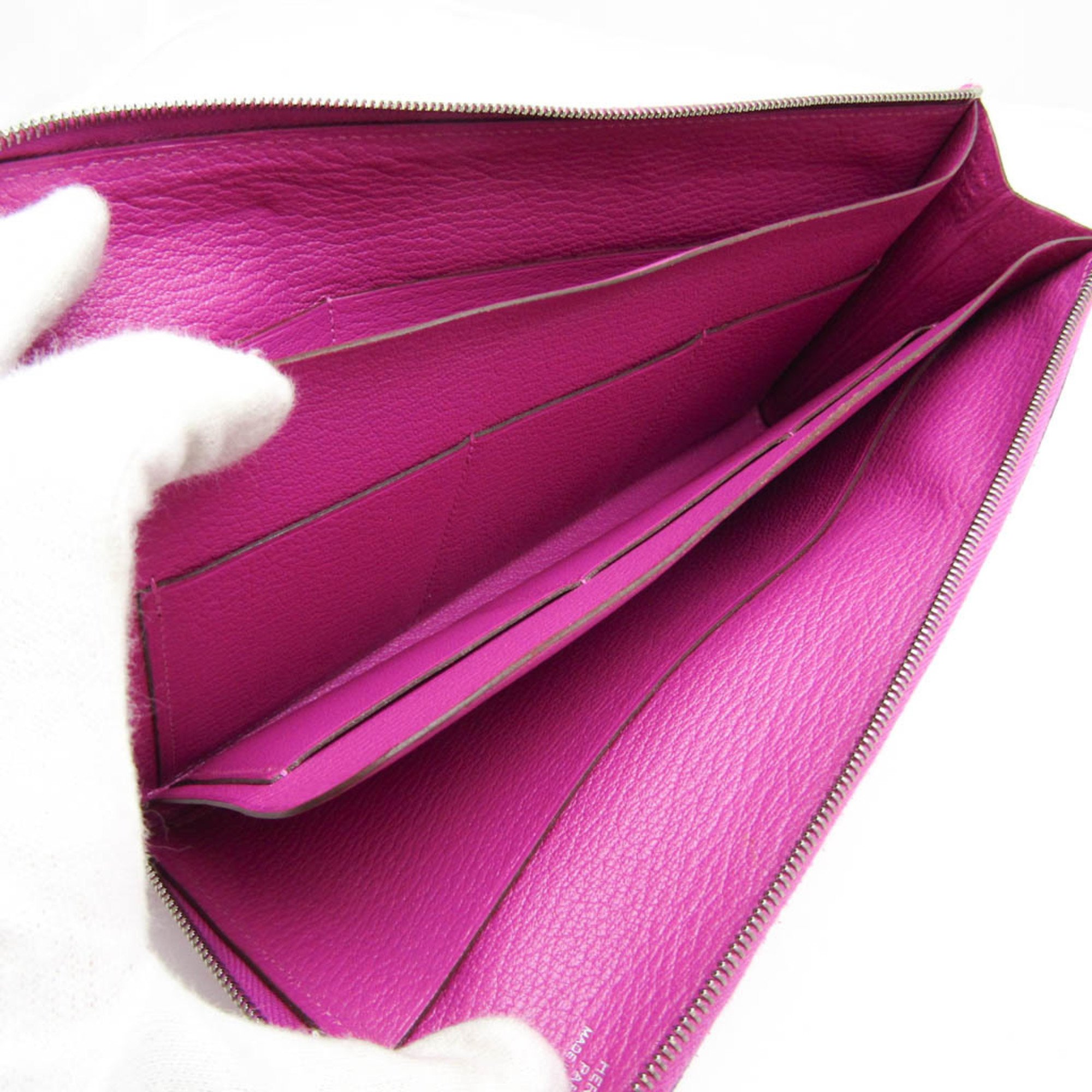 エルメス(Hermes) リミックスコンバイン レディース シェーブル 長財布（二つ折り） ピンク,パープル