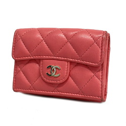 シャネル(Chanel) シャネル 三つ折り財布 マトラッセ ラムスキン ピンク   レディース