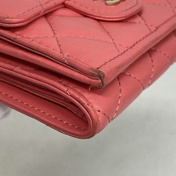 シャネル(Chanel) シャネル 三つ折り財布 マトラッセ ラムスキン ピンク   レディース
