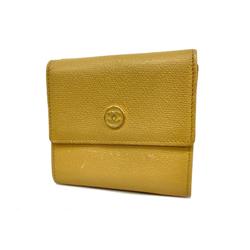 シャネル(Chanel) シャネル 三つ折り財布 ココボタン レザー ベージュ   レディース