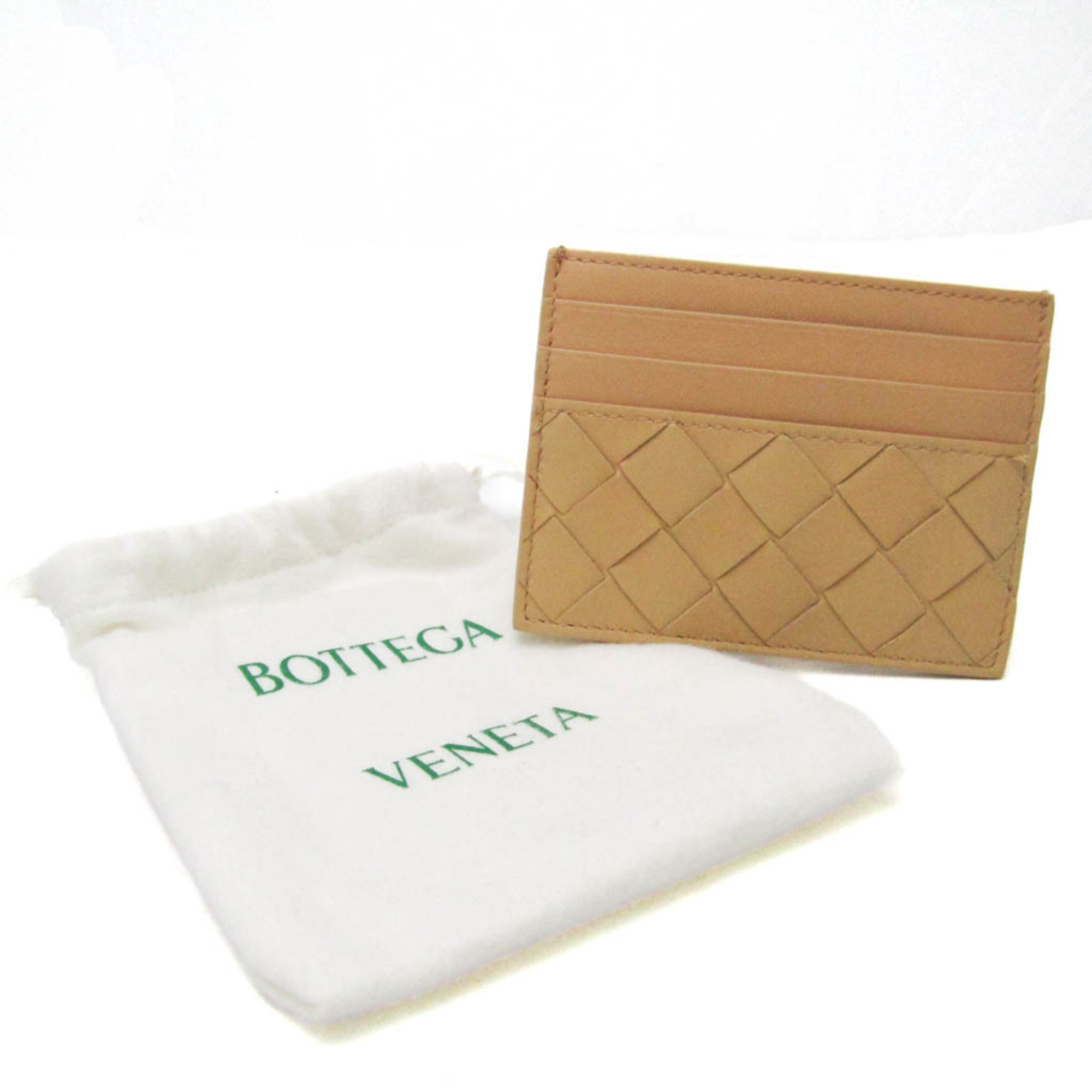 ボッテガ・ヴェネタ(Bottega Veneta) イントレチャート レザー カードケース ベージュ