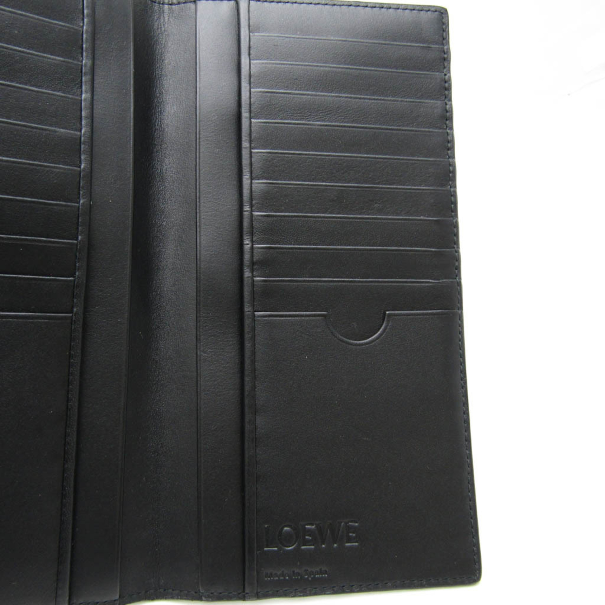 ロエベ(Loewe) リネン メンズ レザー 長財布（二つ折り） ネイビー