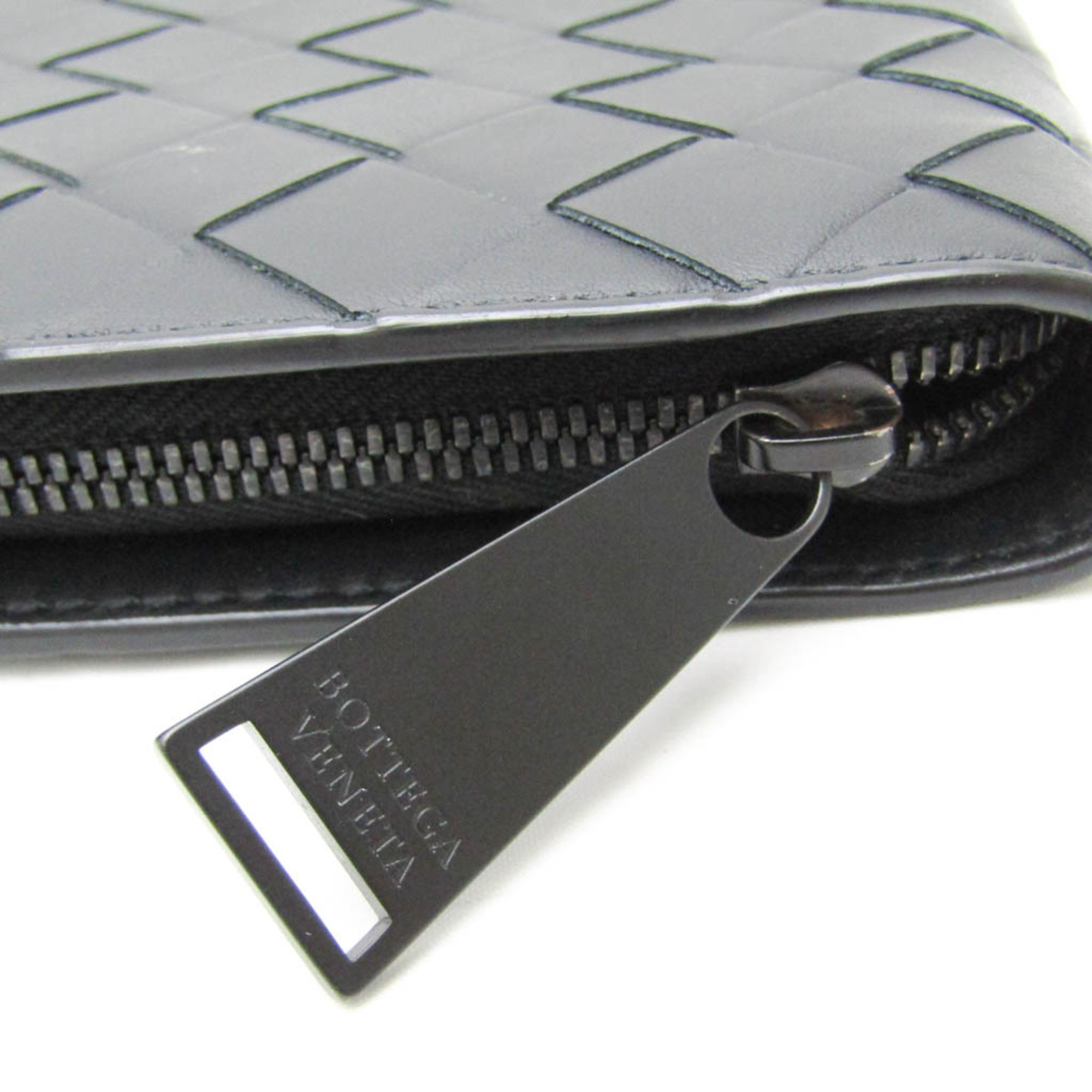 ボッテガ・ヴェネタ(Bottega Veneta) イントレチャート メンズ レザー 長財布（二つ折り） ブラック