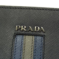 プラダ(Prada) サフィアーノ メンズ レザー クラッチバッグ ダークネイビー