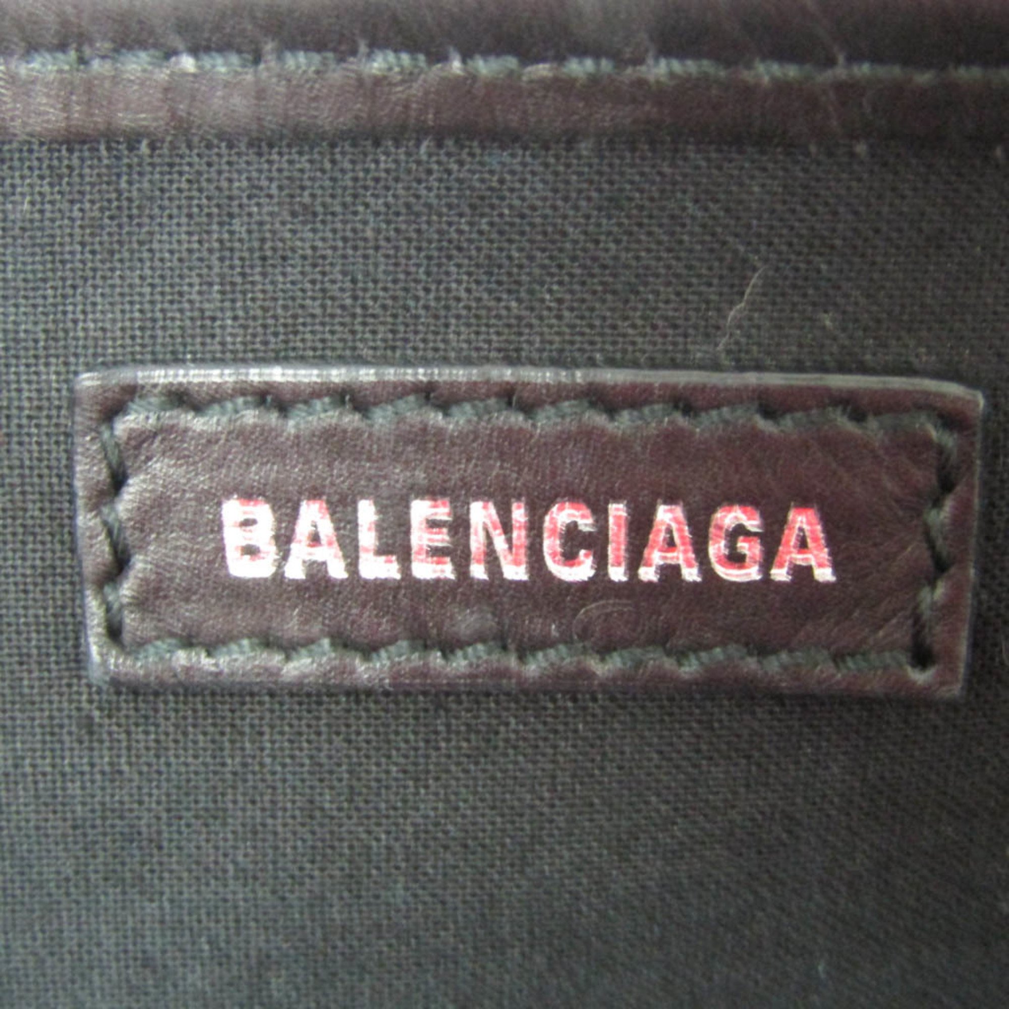バレンシアガ(Balenciaga) ネイビーカバスS 339933 レディース キャンバス,レザー ハンドバッグ ブラック,クリーム