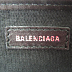 バレンシアガ(Balenciaga) ネイビーカバスS 339933 レディース キャンバス,レザー ハンドバッグ ブラック,クリーム