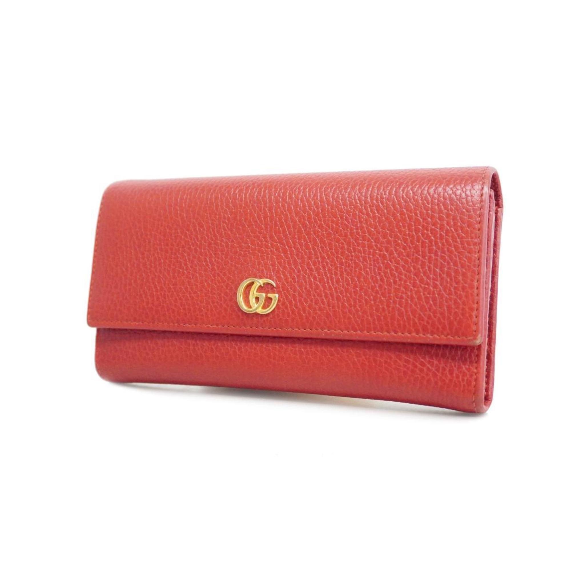 グッチ(Gucci) グッチ 長財布 GGマーモント 456116 レザー レッド