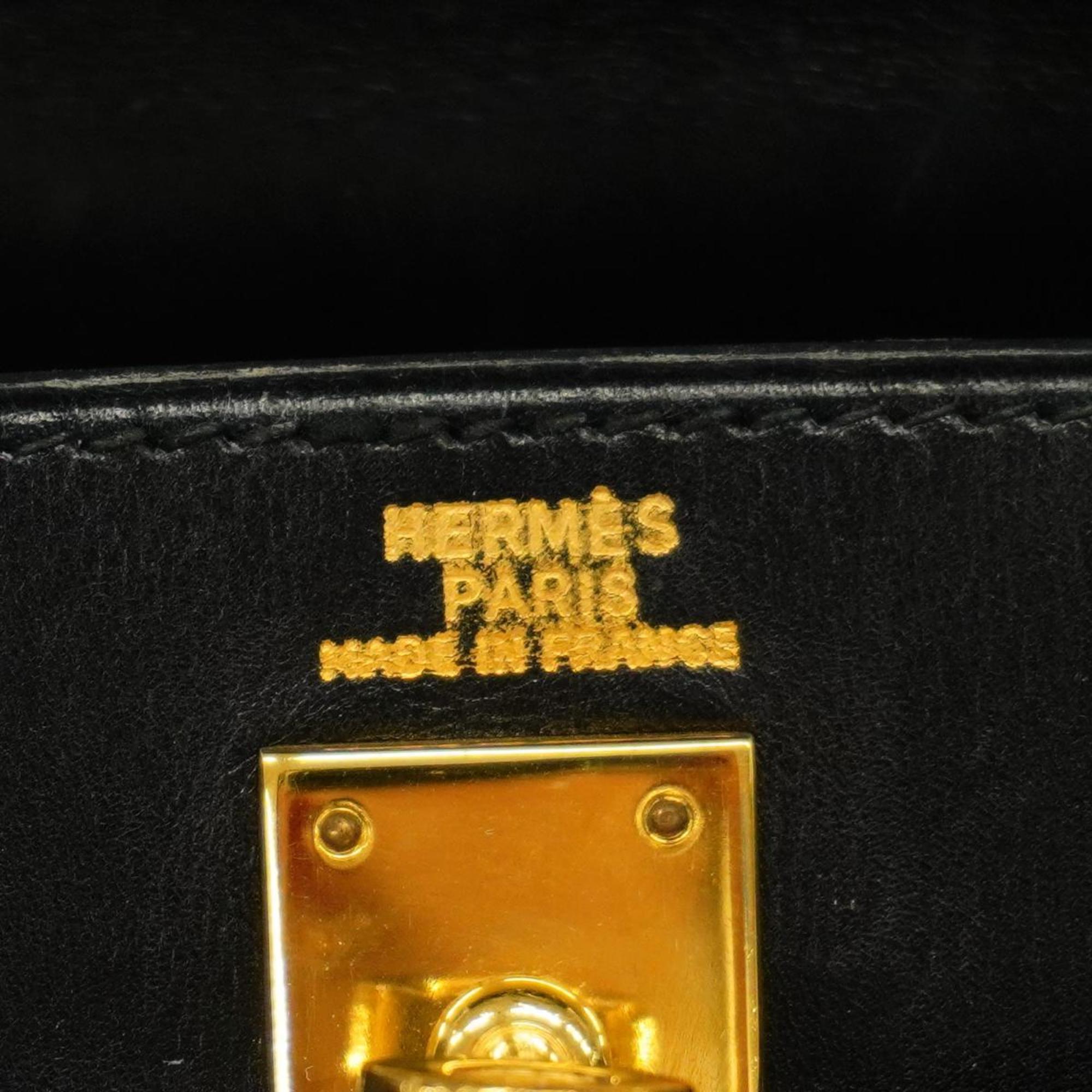 エルメス(Hermes) エルメス ハンドバッグ ケリー20 〇V刻印 ボックスカーフ ブラック   レディース