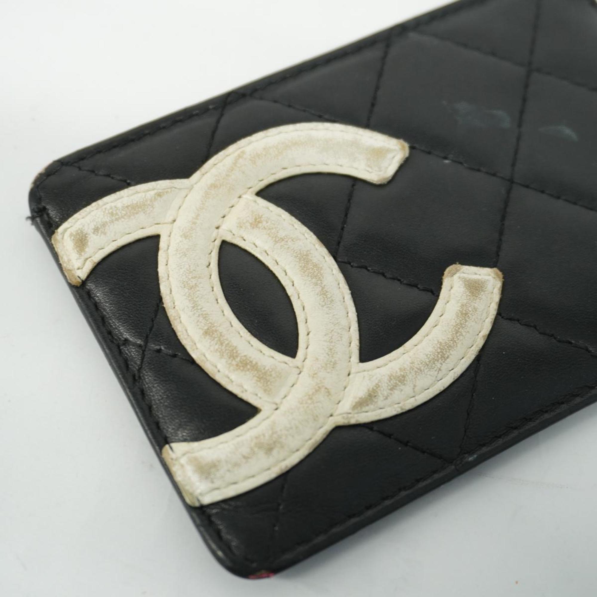 シャネル(Chanel) シャネル 名刺入れ・カードケース カンボン ラムスキン ブラック  レディース