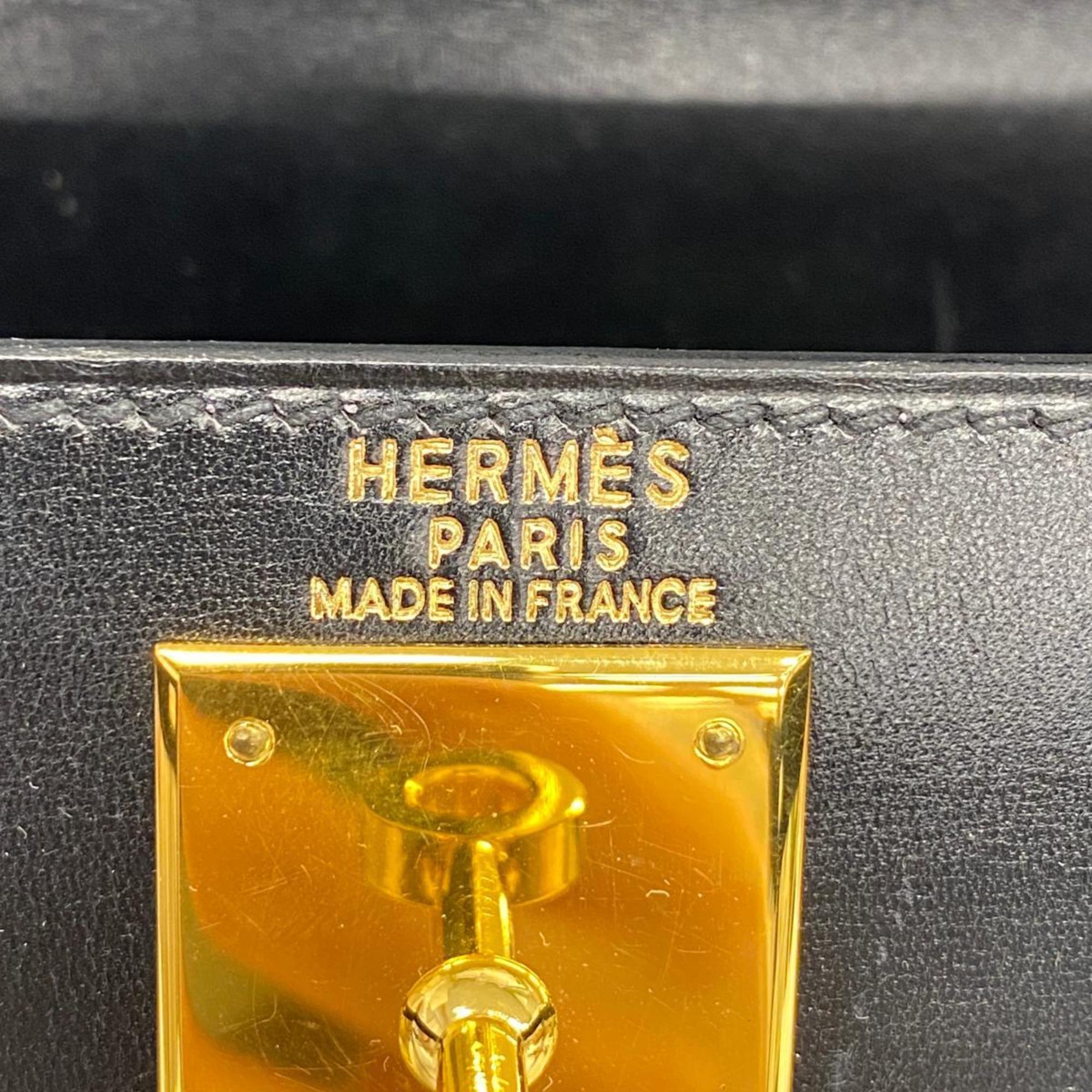 エルメス(Hermes) エルメス ハンドバッグ ケリー28 □C刻印 ボックスカーフ ブラック   レディース