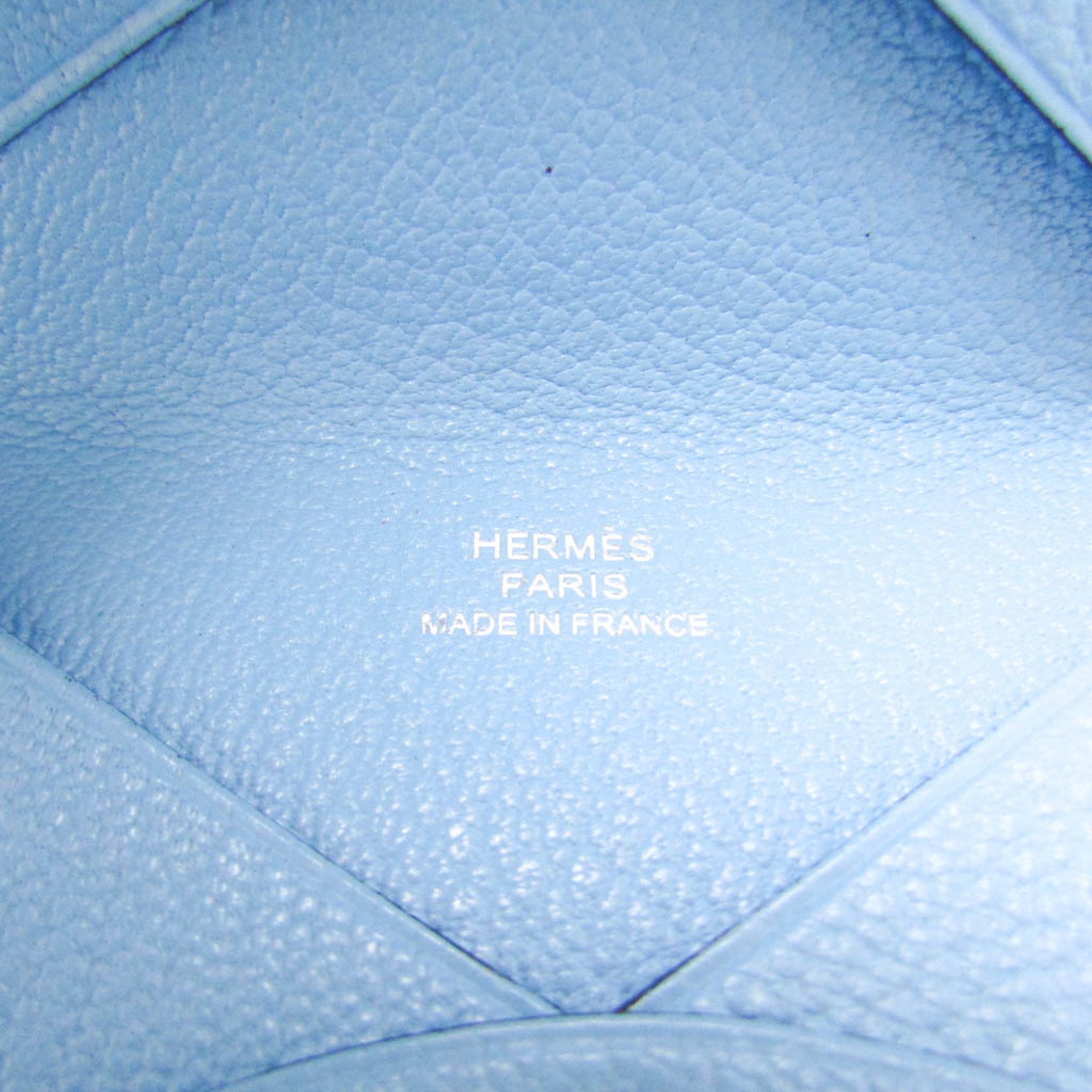 エルメス(Hermes) カルヴィ シェーブル カードケース ブルー