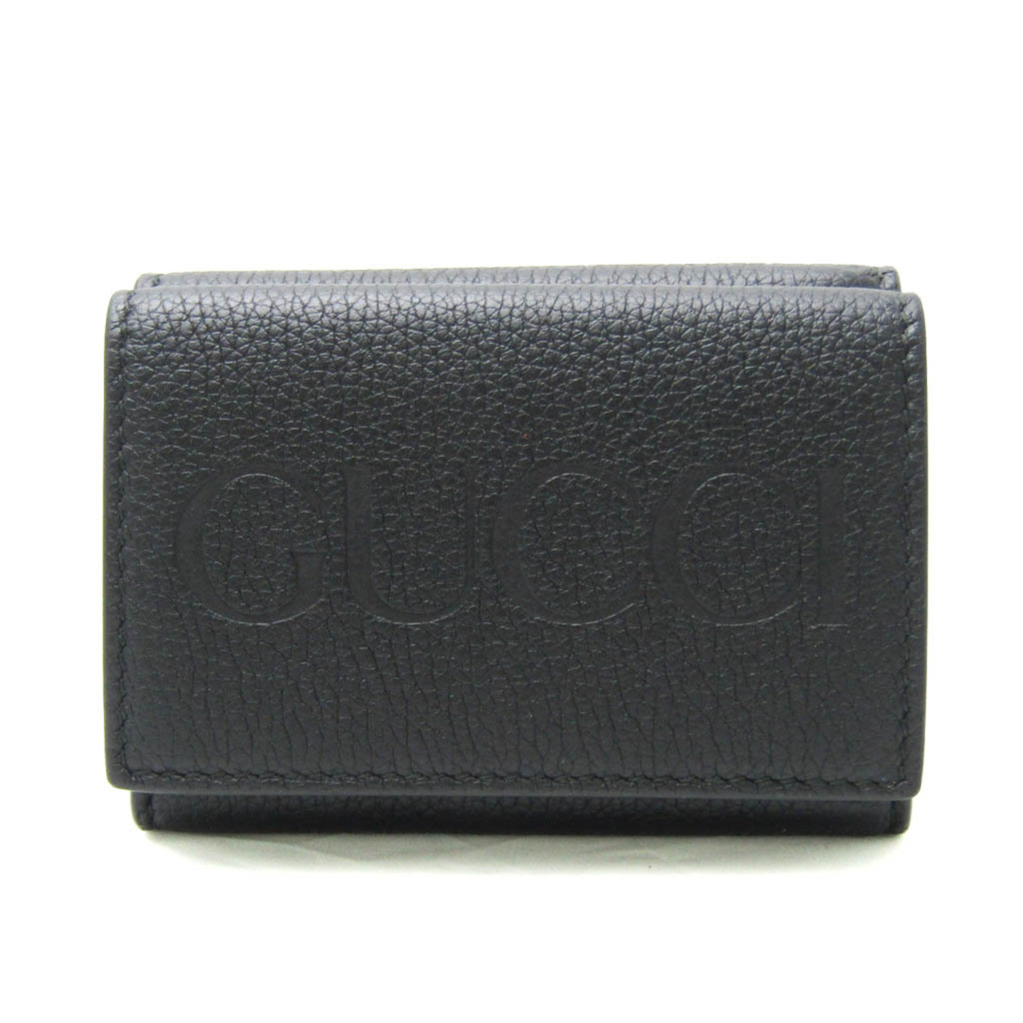 グッチ(Gucci) ロゴ ミニウォレット 736151 レディース,メンズ レザー 財布（三つ折り） ブラック | eLADY Globazone