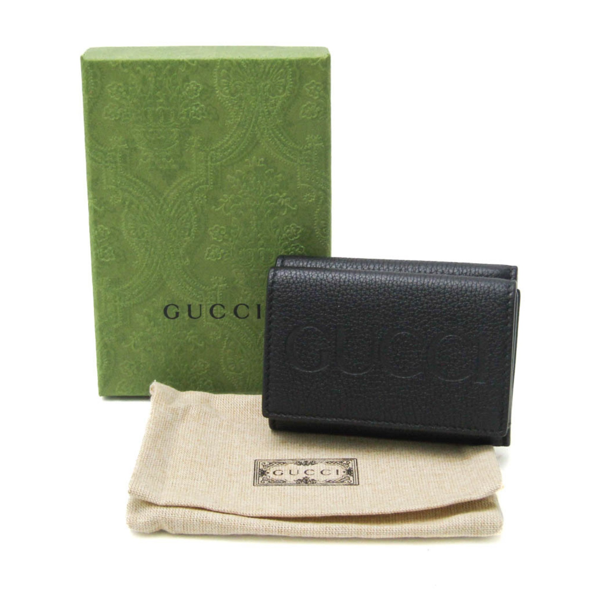 グッチ(Gucci) ロゴ ミニウォレット 736151 レディース,メンズ レザー 財布（三つ折り） ブラック