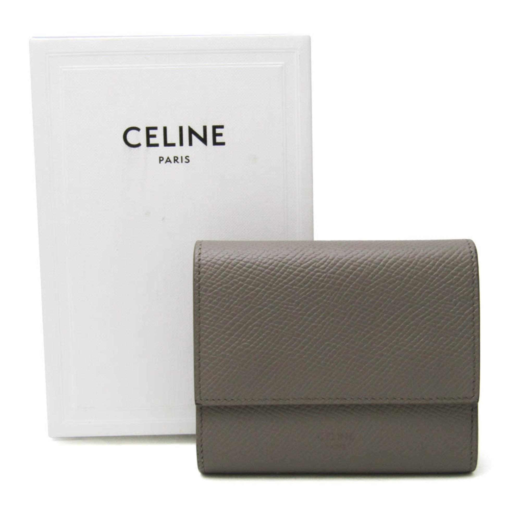 セリーヌ(Celine) スモール トリフォード ウォレット10B573 レディース  カーフスキン 財布（三つ折り） グレージュ