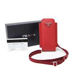 プラダ(Prada) スマホケース ストラップ付き 1ZT019 レザー ポーチ/スリーブ レッド