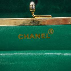 シャネル(Chanel) シャネル ショルダーバッグ Vステッチ チェーンショルダー スウェード グリーン   レディース