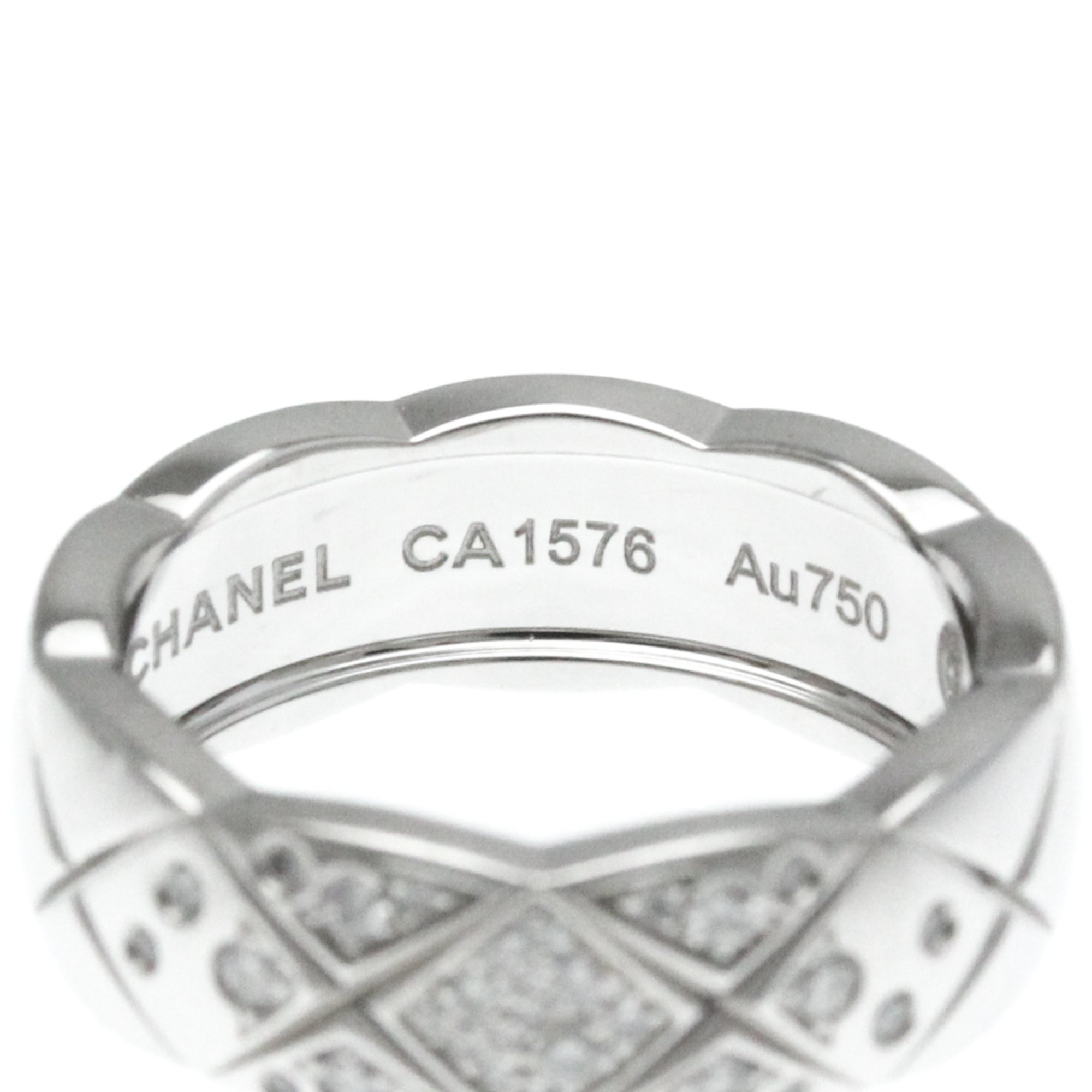 シャネル(Chanel) ココクラッシュリング ミディアムサイズ ダイヤモンド J10865 K18ホワイトゴールド(K18WG) ファッション ダイヤモンド バンドリング カラット/0.18 シルバー