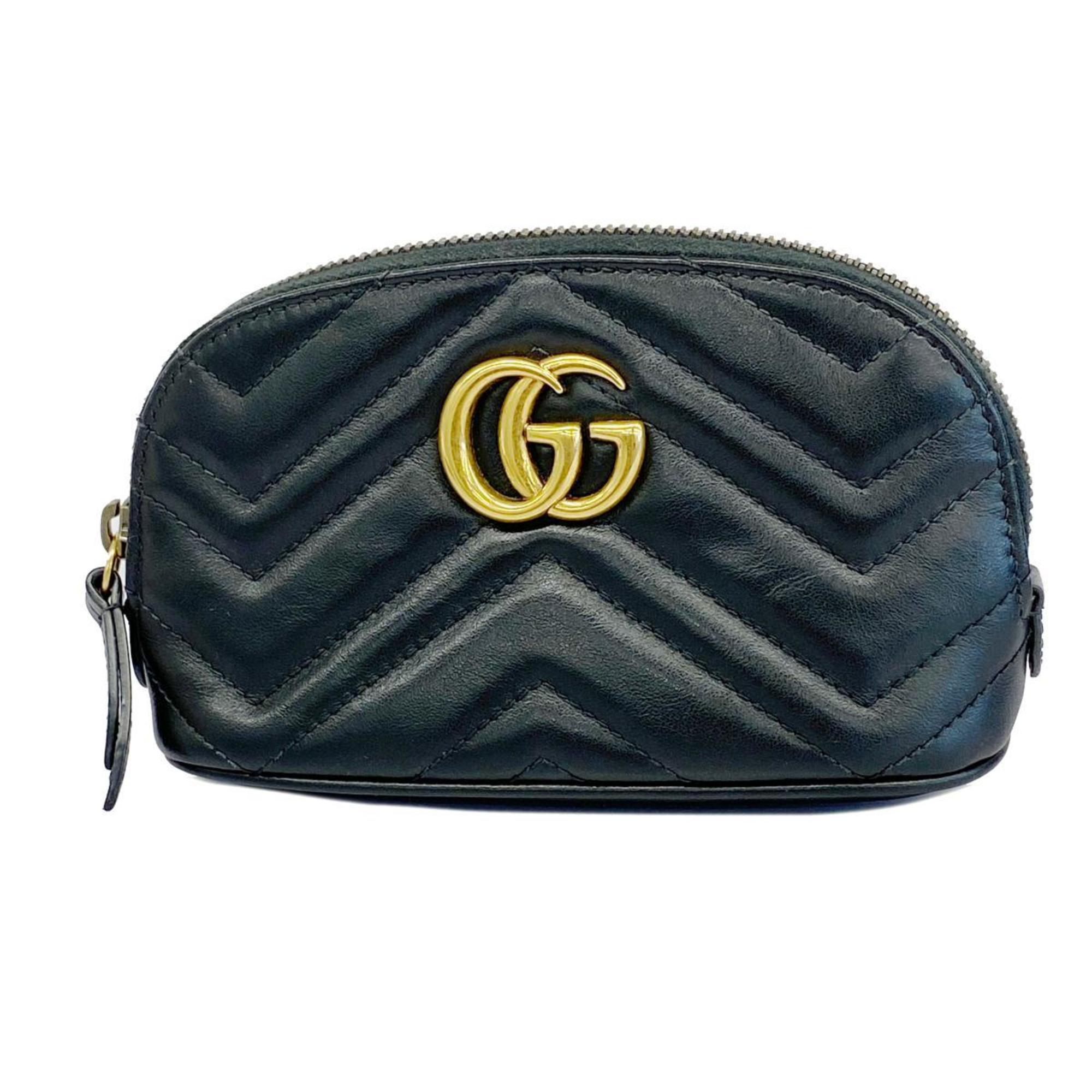 グッチ(Gucci) グッチ ポーチ GGマーモント 625544 レザー ブラック