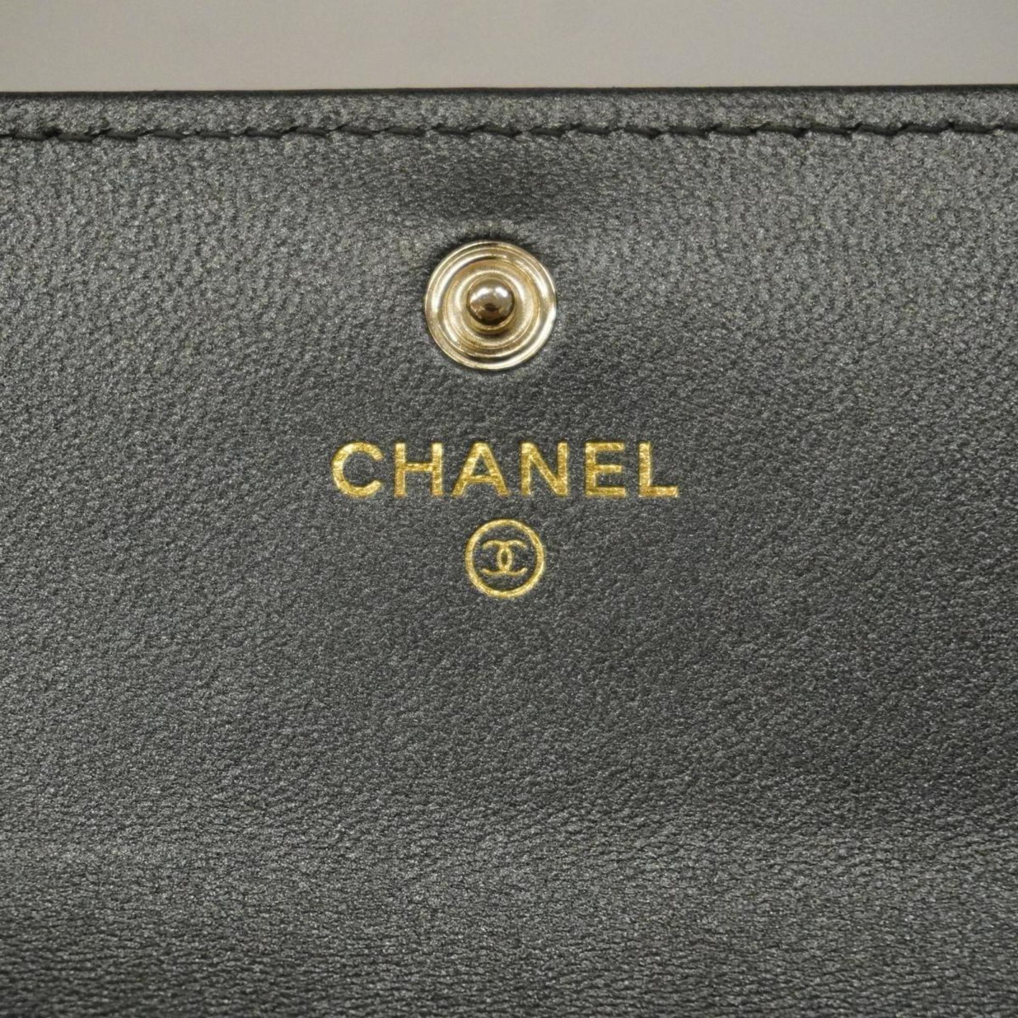 シャネル(Chanel) シャネル 長財布 マトラッセ ラムスキン グレー シャンパン  レディース