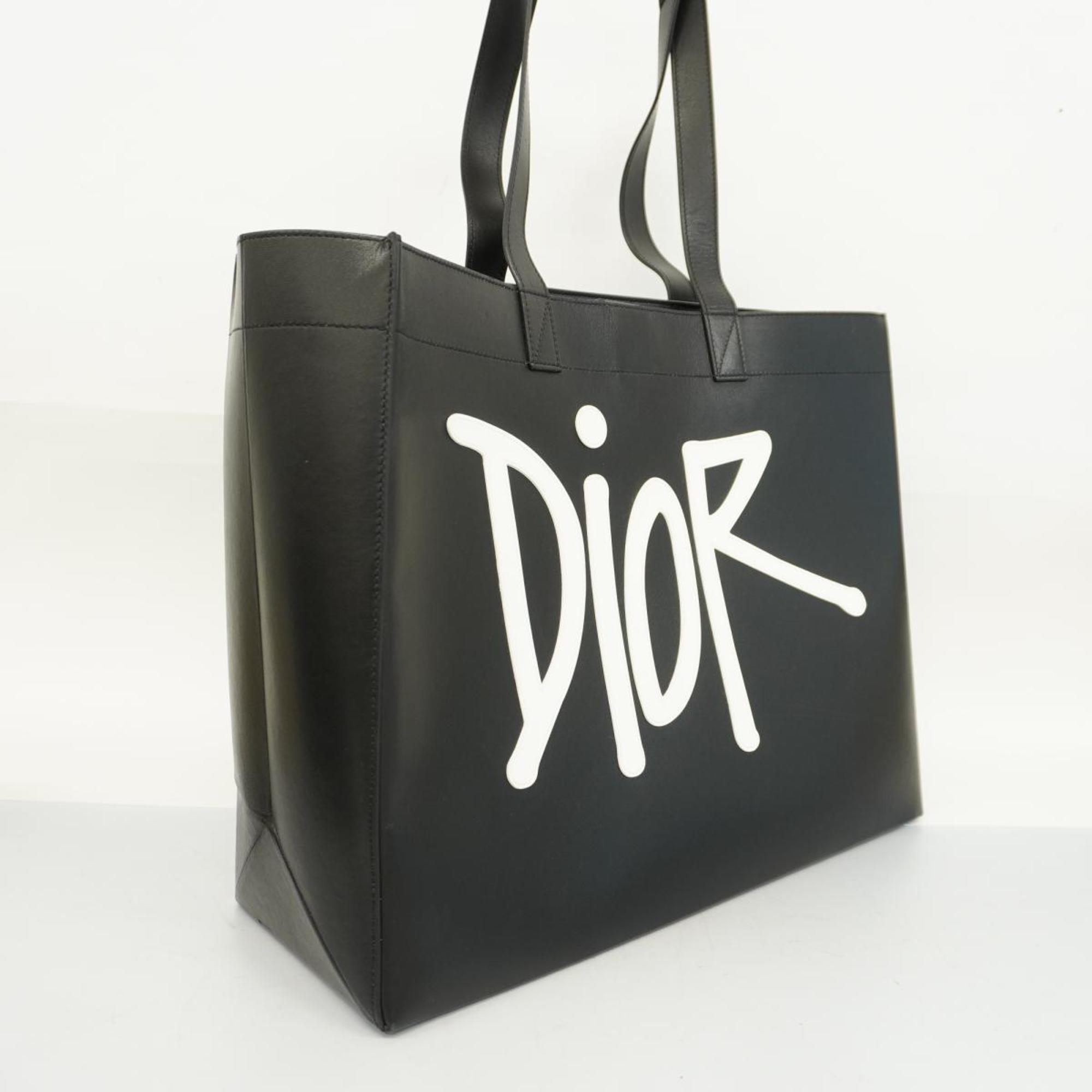 クリスチャン・ディオール(Christian Dior) クリスチャンディオール トートバッグ ショーン ストゥーシー レザー ブラック   レディース