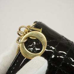 クリスチャン・ディオール(Christian Dior) クリスチャンディオール 三つ折り財布 カナージュ エナメル ブラック シャンパン  レディース