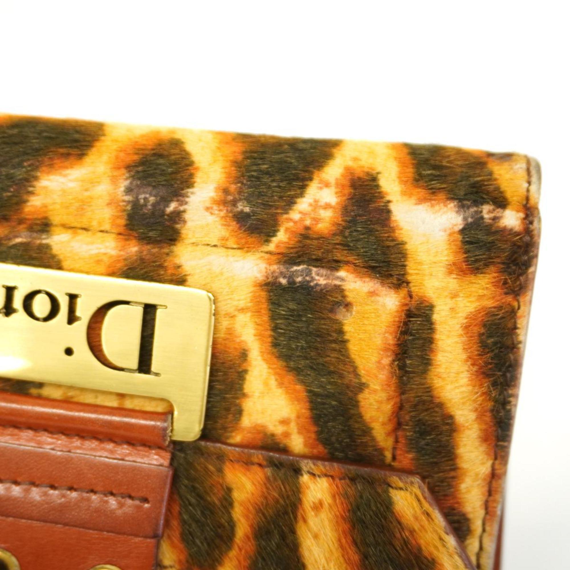 クリスチャン・ディオール(Christian Dior) クリスチャンディオール 財布 ハラコ ブラウン   レディース