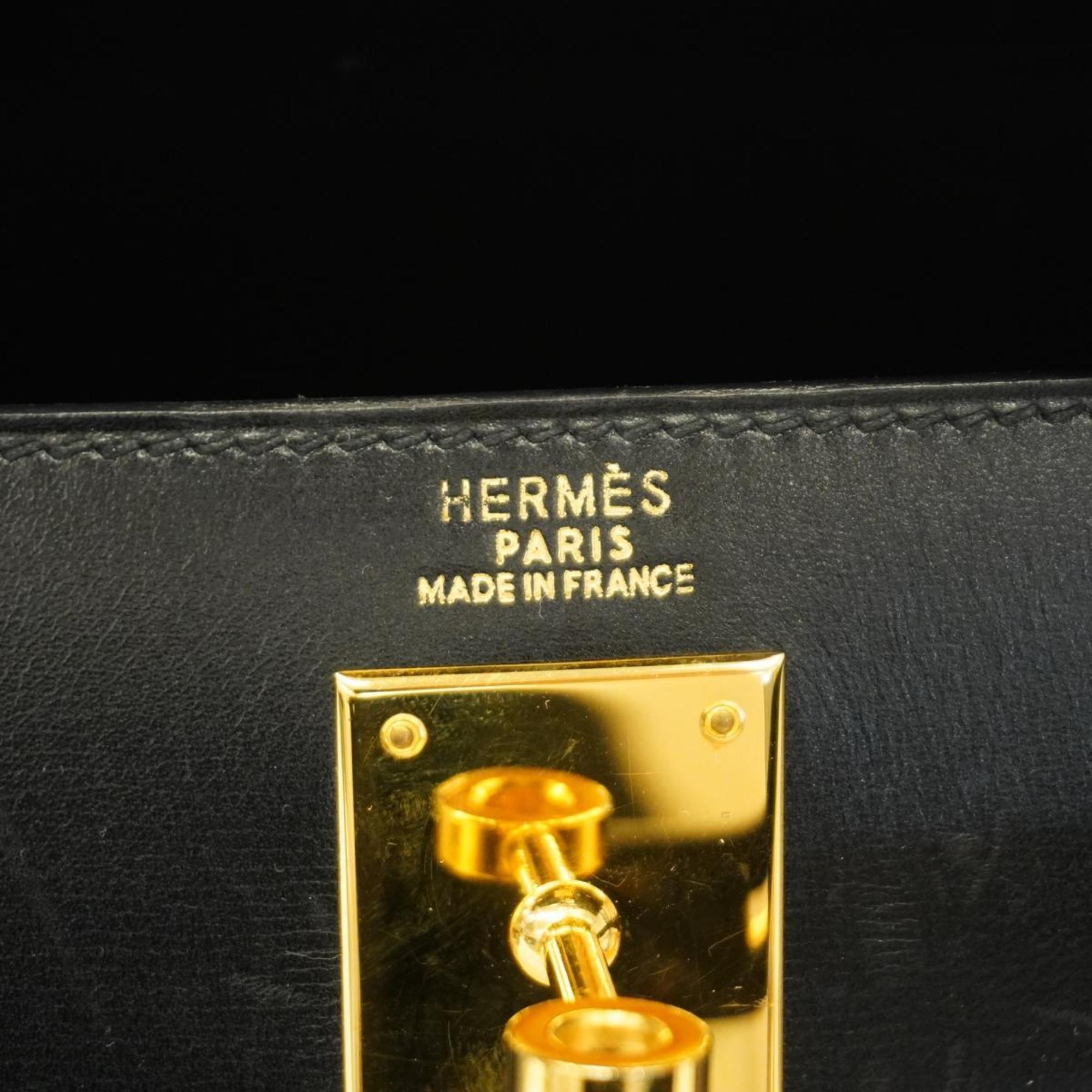 エルメス(Hermes) エルメス ハンドバッグ ケリー32 〇A刻印 ボックスカーフ ブラック   レディース