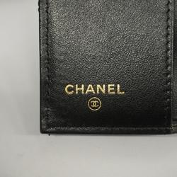 シャネル(Chanel) シャネル 三つ折り財布 カメリア ラムスキン ブラック   レディース